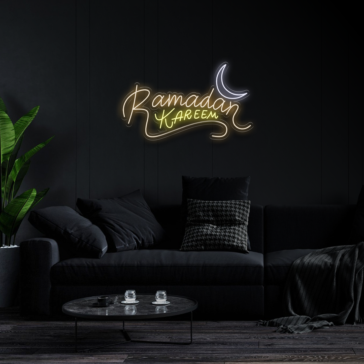 Cursive Ramadan Crescent LED Neon Sign – 2025 Collection – Star Neon Lights